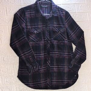 Volcom Black and Pink Plaid Blouse